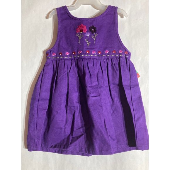NWT Vintage Mc Kids Floral Purple Sleeveless Cotton Dress Size 24 Months - Picture 1 of 5